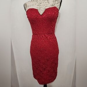 Love Reign, Red Sequin Strapless Mini Dress. Size 3.